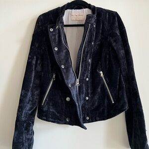 Velvet jacket navy free people